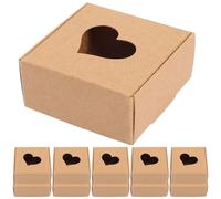 Healifty 20pcs Kraft Paper Gift Box with Hollow Heart Design, Easy to Assemble Vintage Style Paper Candy and Candle Box, Space Saving Handmade Soap Packaging for Christmas and Holiday