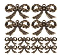Healifty 20pcs Metallic Bow Charms Lightweight Alloy Pendants for DIY Jewelry Making Elegant Bow Link Pendants for Bracelets Necklaces Earrings Craft Accessories Fade-resistant Finish