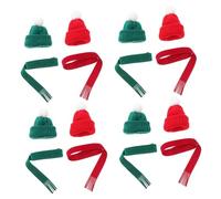 Healifty 20pcs Mini Santa Hat and Tiny Scarf Set Soft Knitted Christmas Accessories for DIY Craft Decoration Snowman Caps and Wine Bottle Toppers Lightweight Festive Embellishments for