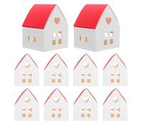 Healifty 20pcs Redroofed Hollow House Shape Paper Party Favor Boxes with Red Ribbons, Design for Present Giving and Storing Cookies, Unique Delicate Style for Christmas Party Event Decor