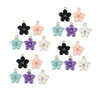 Healifty 20pcs Small Cherry Blossom Enamel Charms for Necklaces Bracelets Earrings DIY Jewelry Making Alloy Pendants Floral Spring Craft Accessories