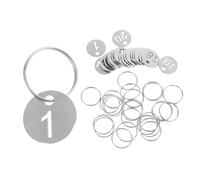 Healifty 20pcs Stainless Steel Number Tags Round 23mm Diameter with Key Rings Numbered 1-20 Keychain Labels for Office, Luggage, and Locker Organization