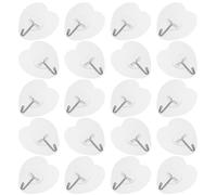 Healifty 20pcs Thickened Heart-Shaped Adhesive Ceiling Hooks Heavy Duty No-Trace Wall Hooks for Bathroom Kitchen Towel Coat Hanging Storage