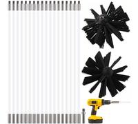 Healifty 21pcs Chimney Sweep Kit, 2 Chimney Sweep Brush Heads and 18 Nylon Flexible Rods, 360° Duct Vent Cleaning Tool for Log Burner Flue Fireplace Dryer Vent Waste Water Cooker Hood