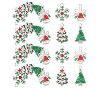 Healifty 24pcs Alloy Christmas Pendants with Snowflake Tree Bell Charms for Jewelry Making Holiday DIY Craft Accessories for Necklace Bracelet Earring Wear-resistant Xmas Components