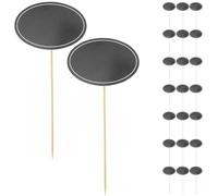 Healifty 24pcs Black Buffet Labels with Wooden Picks for Cheese and Foods Reusable Paper Food Tags for Wedding and Festive Occasions Safe Materials
