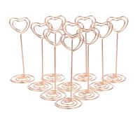 Healifty 24pcs Heart Shape Photo Holder Stands Metal Table Number Holders with Spiral Base, Golden Colour, for Reception and Tabletop Decoration