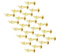 Healifty 24pcs Mini Trumpet Model Decorations Creative Gold Mini Trumpet DIY Scene Adornments for Home Party Music Decor