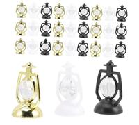 Healifty 24pcs Miniature Christmas Lantern Ornaments Set Black White Gold, Desktop Xmas Home Decor Micro Landscape Mini House Lamp Accessories for Dollhouse Decoration