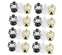 Healifty 24pcs Miniature Lanterns Christmas Tabletop Ornaments Mini Desk Lamps in Black, White, and Gold for Dollhouse Decoration and Xmas Micro Landscape Display