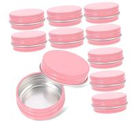 Healifty 24pcs Round Aluminum Tin Cans with Screw Lids Small Metal Storage Jars for Candles Cosmetics Spice and Travel Portable Reusable Containers in Pink