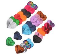 Healifty 24Pcs Sequin Heart Iron-On Patches for Clothing, Hats Shoes - Sequin Fabric Applique Embellishments for Jackets, Dance Costumes DIY Craft Decoration