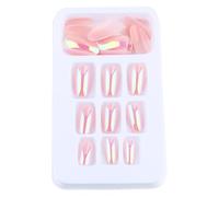 Healifty 24Pcs Shiny Fake Nail Stickers Full Cover Nail Patch Safe Material for Women Daily Wear and Party Art