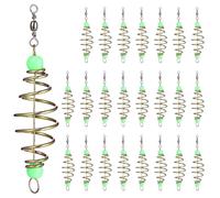 Healifty 24pcs Spring Fishing Bait Traps with Luminous Beads, Olive Shape Carp Feeder Cage, Carbon Steel Holder Rig for Night Freshwater Tackle Accessories