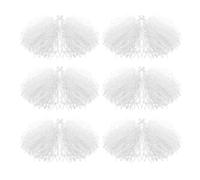 Healifty 24pcs White Cheerleading Pom Poms with Plastic Baton Handle Lightweight Design Easy to Grip for Dance Team and Cheerleading Routines