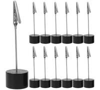 Healifty 24pcs Wooden Memo Clip Holders Round Base, Creative Table Number and Photo Card Stand, Versatile Natural Wood Material for Office Personalization and Study Area Decoration