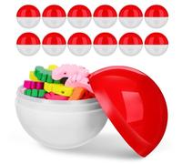 Healifty 25pcs Capsule Vending Machine 2. 7 Inch Round Empty Red White Capsules For Easter Stuffers Christmas Party Favors