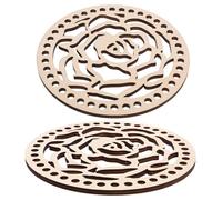 Healifty 2pcs 14cm Diameter Wooden Crochet Bag Bottoms, Round Wood Basket Bases for DIY Purse Making, Handcrafted Wood Shaper Pads for Crochet and Cross Stitch Thread Organizer