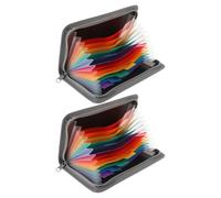 Healifty 2pcs A6 Mini Accordion File Organizer with Zipper, Multi-Layer Expanding Document Folder for Travel Receipt Coupon Money Organizer, Portable Business and School Paper Storage