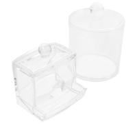Healifty 2pcs Acrylic Cotton Pad Storage Boxes with Cosmetic Holder, Cotton Pad Case for Makeup Organizer, Compact Acrylic Storage Containers for Bathroom and Vanity