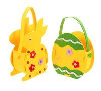 Healifty 2pcs Adorable Easter Bunny Felt Baskets for Boys and Girls Easter Egg Bags Reusable Candy Storage Bags Empty Bunny Egg Basket Cute Handbag for Party Treats