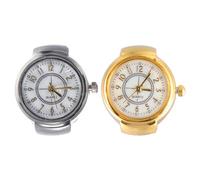 Healifty 2pcs Alloy Finger Ring Watch Set for Women and Men, Modern Vintage Style round Dial, Not Easy to Fade Or Break, Gift for Fathers Day and Mothers Day