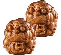 Healifty 2Pcs Ancient Animal Wooden Key Chain Charms DIY Pendants for Key Accessories Wood Figurines Unique Home Decor and Personalised Keyring Crafts