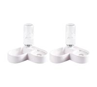 Healifty 2pcs Automatic Pet Water Dispenser Bowl for Small to Medium Dogs and Cats, White Plastic Pet Feeder with Food Container, Home Drinking Fountain for Practical Feeding and Hydration