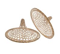 Healifty 2Pcs Bamboo Hat for Dance Chic Hollow out Light Cover Unique Party Performance Prop Beige Design for Festivals Special