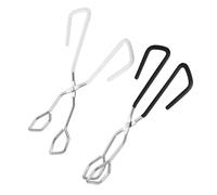 Healifty 2pcs Barbecue Clip Scald Food Tongs with Ergonomic Handle Non Slip Bread and Grill Holder for Kitchen Cooking and Outdoor BBQ Black White