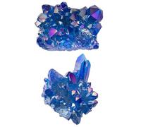 Healifty 2pcs Blue Crystal Stone Natural Crystal Cluster Ornament for Jewelry Displaying, Collecting, Healing, Jewelry Making, Garden Path and Artworks