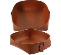 Healifty 2pcs Brown Leather Desktop Storage Trays Multi-purpose Practical Tabletop Storage Tray for Office Organizing Keys Cosmetics and Small Items