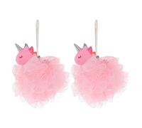 Healifty 2Pcs Cartoon Unicorn Body Shower Ball, Spa Puff Scrubber Body Cleaner Bath Sponge Ball Shower Loofah for Kids Children Pink