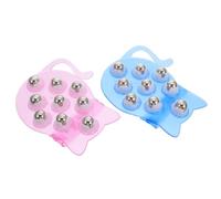 Healifty 2pcs Cat Shaped Massager Nine-beads Massager Massage Roller 360 Degree Rotation Carbon Steel Ball Hand-hold Design for Anywhere and Anytime Relaxation