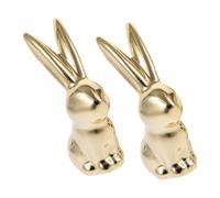 Healifty 2pcs Ceramic Bunny Figurines Gold Electroplated Sitting Rabbit Sculpture for Home and Garden Lightweight with Flat Bottom for Stable Display Easy Clean Animal Ornament Gift