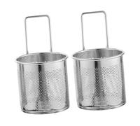 Healifty 2pcs Chinese Noodle Strainer Pasta Small Strainer with Handle Hot Pot Colander Stainless Steel Mesh Filtering Basket Pho Noodle Metal Mesh Ramen Basket Silver