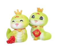 Healifty 2pcs Chinese Year Snake Figurine Resin Zodiac Ornament Compact Car Dashboard Decor Shaking Head Lucky Snake Statue for Year Spring Festival Souvenir