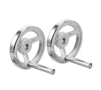 Healifty 2pcs Chrome-Plated Carbon Steel Lathe Handwheel with Fixed Handle Wear-Resistant Crank Handles for Milling Machine Replacement Key Slot Design