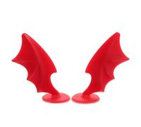 Healifty 2pcs Creative Red Wings Shaped Helmet Decorations for Motorcycle and Bicycle Helmets, Easy Installation, Universal Fit Plastic Accessory for Cycling and Biking