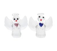 Healifty 2pcs Crystal Glass Angel Wings Figurines Set Angel Decor for Home and Office Desk Random Color Desktop Ornament Shape Adornment for Housewarming and Seasonal Decoration