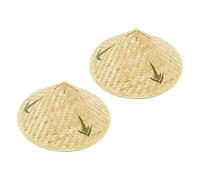 Healifty 2Pcs Decorative Bamboo Woven Straw Hats for Creative Handcrafts Photography Props for DIY Crafts Home Decor and Special Occasions Diameter