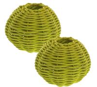 Healifty 2pcs Decorative Lamp Shade Woven Rattan Lamp Cover, Green, Easy to Install, Dust Preventing, for Bedroom and Study