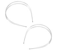 Healifty 2pcs Double Layer Rhinestone Headbands Sparkly Wedding Hair Accessories for Bride and Flower Comfortable Secure Fit Elegant Princess Crowns for Birthday and Special Occasions