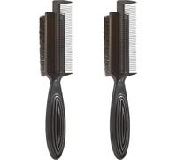 Healifty 2pcs Double-sided Hair Cleaning Comb for Men with Hard Bristles, Parting and Teasing Hair Brush for Sleek Ponytail Styling, Suitable for Barber and Beard Grooming in Black