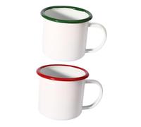 Healifty 2Pcs Enamel Beverage Containers Thickened Tea Mugs Rolled Edged Coffee Cups for Household and Office Use Random Color