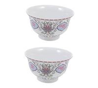 Healifty 2Pcs Ethnic Wind Ceramic Five Livestock Bowls for Home Food Serving Porcelain Rice and Butter Tea Bowls Creative Tableware for Family and Restaurant Use