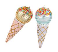 Healifty 2pcs Fake Ice Cone Charm Christmas Candy Tree Hanging Ornaments Pastel Blue Pink for Diy Holiday Party Shop Window Display