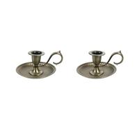 Healifty 2pcs Farmhouse, Handle Bronze Vintage for Wedding Candlestick Candelabrum Handle- Oil Decorative Plates Style Holder Dinner Tealight Halloween, Holders Stand Light Wrought Dining