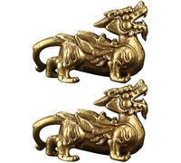 Healifty 2pcs Feng Shui Pi Yao Statue Pi Yao Figurine Sculpture Home Office Desktop Ornaments for Wealth Good Luck