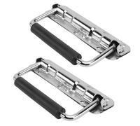 Healifty 2pcs Folding Flight Case Handles with Spring, Chrome-Plated Cover-Free Knobs, 140x80x43mm Instrument and Tool Case Folding Handles for Travel and Industrial Use